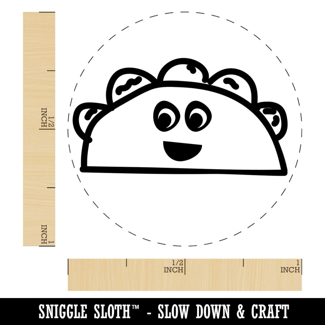 Happy Taco Doodle Self-Inking Rubber Stamp for Stamping Crafting Planners